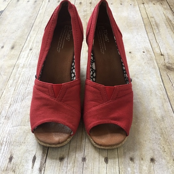 Toms Wedge Peep Toe Heels - Picture 2 of 6